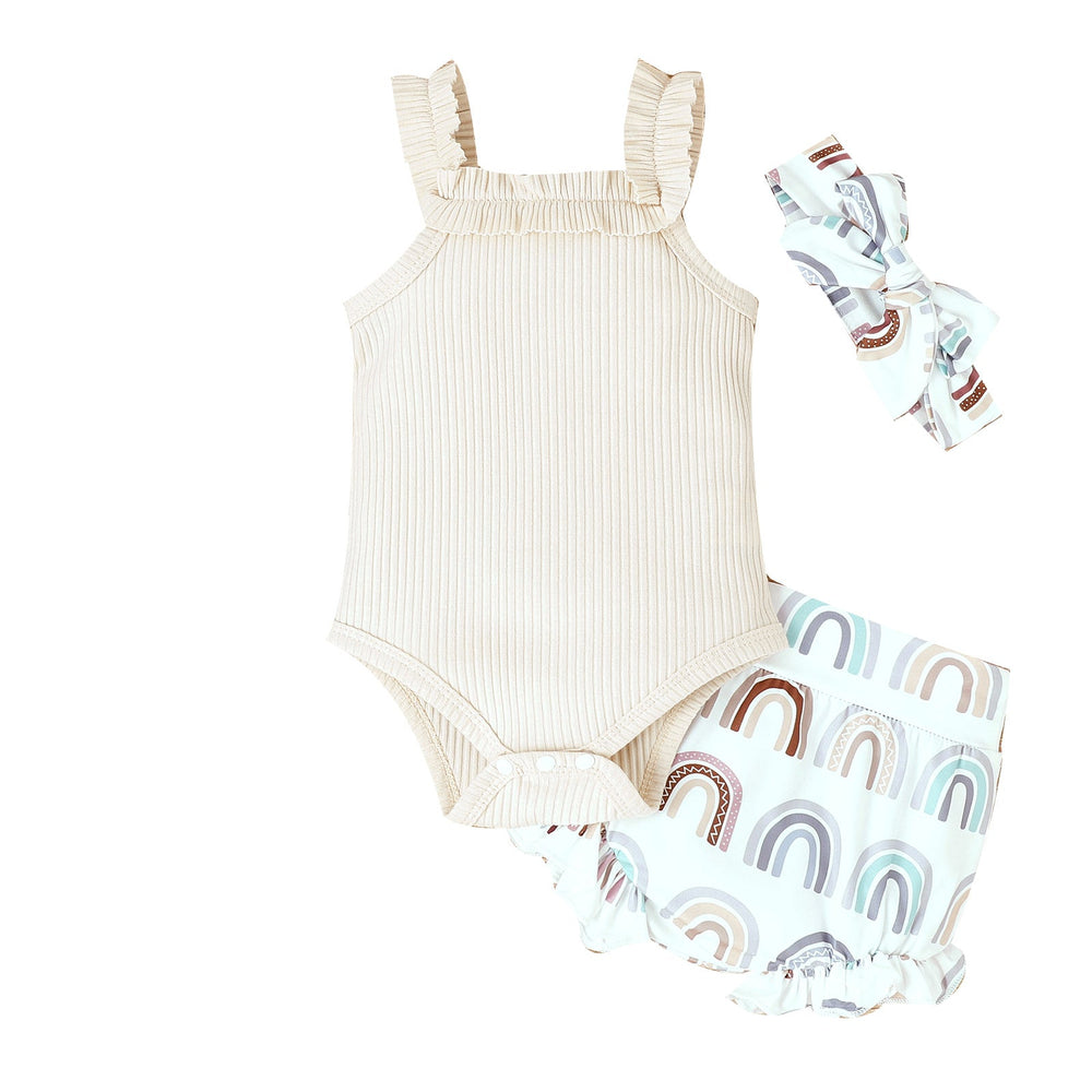 Printed Baby Bodysuit Shorts Suit