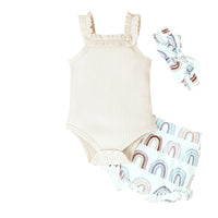 Printed Baby Bodysuit Shorts Suit
