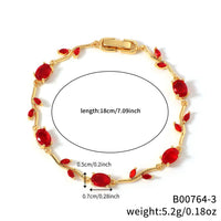 Womens Colorful Leaf Elliptical Geometric Zircon Bracelet
