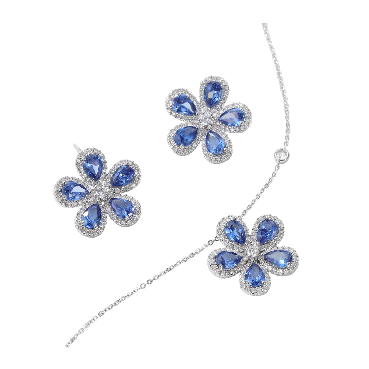 High-grade Jewelry Suit Micro Inlaid Zircon Sunflower Ear Stud Necklace