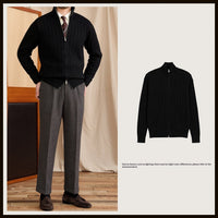 Versatile Wool-blend Slim-fit Turtleneck Knit Sweater Jacket