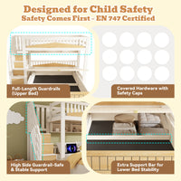 Offset Bunk Beds For Kids, Staircase Bunk With Hydraulic Storage & USB Charging, Children's Bed Double Bed For Family With Multiple Children, 90  135 X 190 Cm, White & Natural