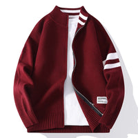 Mens Thermal Knitted Jacket With A Mock Neck And Long Sleeves
