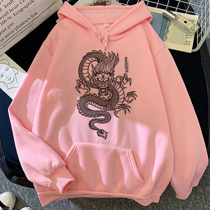 Hoodies Men Chinese Dragon Print Hood