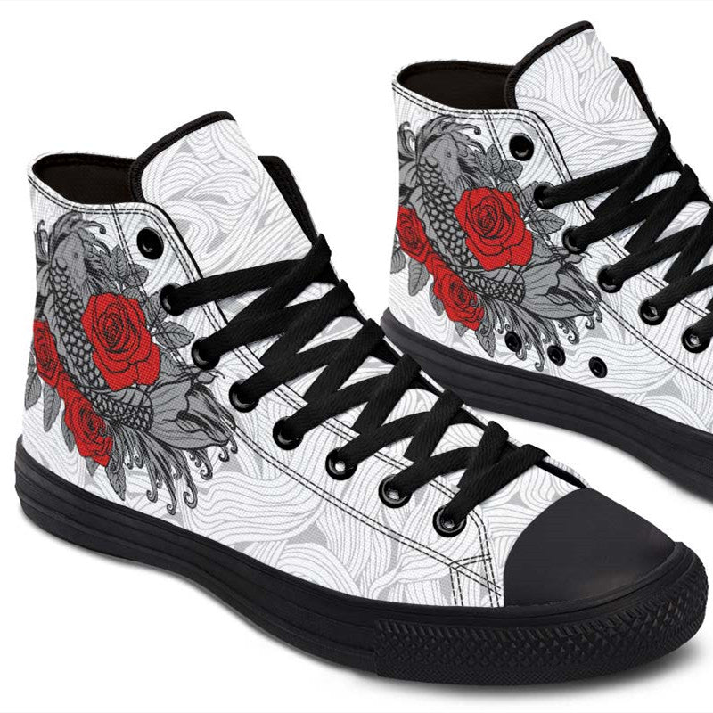 Men's And Women's Fashion Color Printing High-top Canvas Shoes