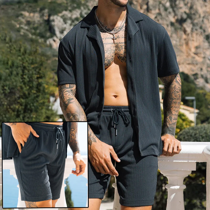 Men's 2 Piece Shirt & Shorts Set Casual Summer Beach Outfit