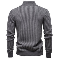 Mens Thickened Half-Zip Stand-Up Collar Casual Sweater
