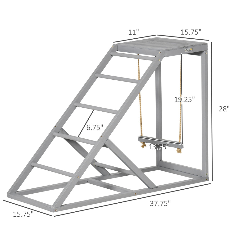 Chicken Activity Play for Healthy & Happy Animals, Swing Set with Chicken Perches & Hen Ladder, Chicken Coop Toy, Gray