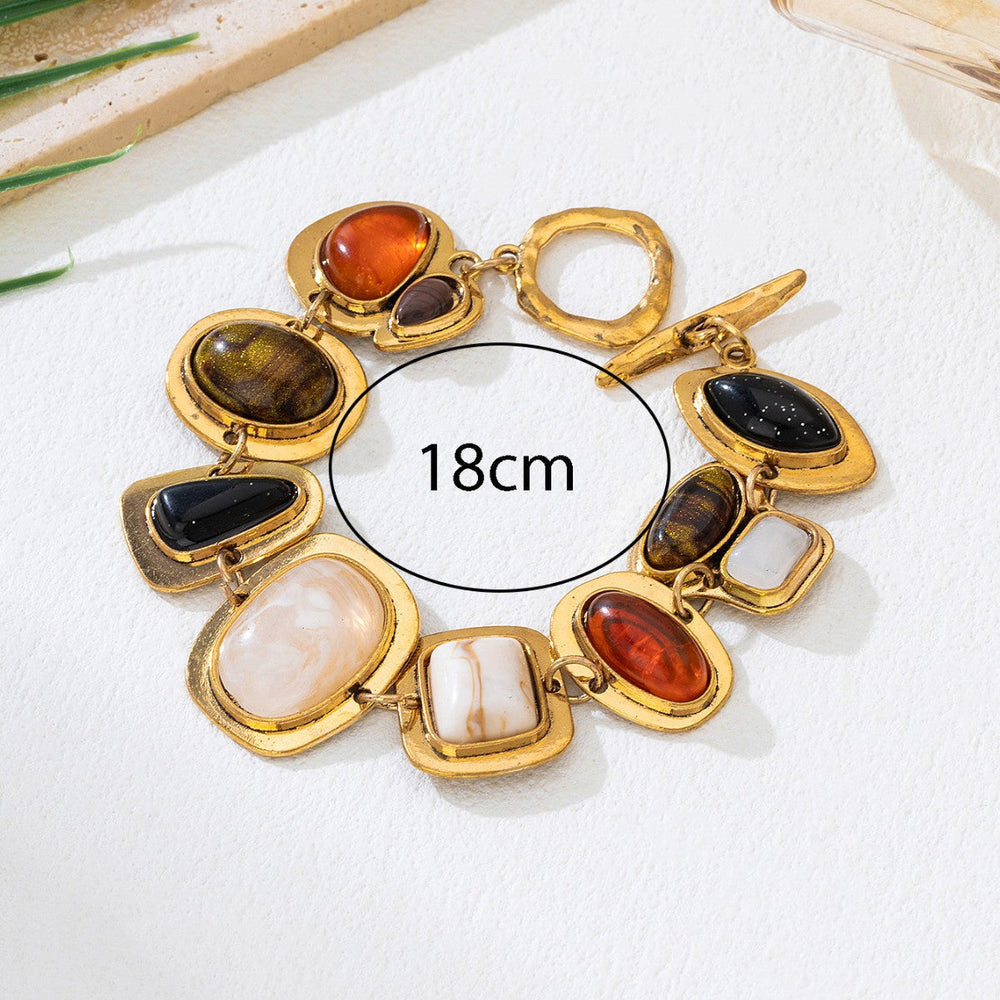 Retro-style Fashion Natural Stone Geometric Crystal Glass Bracelet