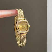 Golden Roman-style Square Watch For Women