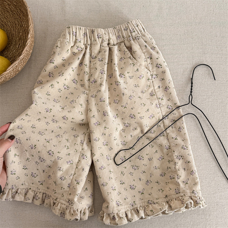 Children's Ninth Girls Corduroy Casual Pants