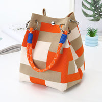 Womens Red Knitted Tote Bag With Magnetic Closure And Large Capacity