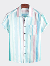 Men's Striped Fashionable Loose Short-Sleeve Shirt