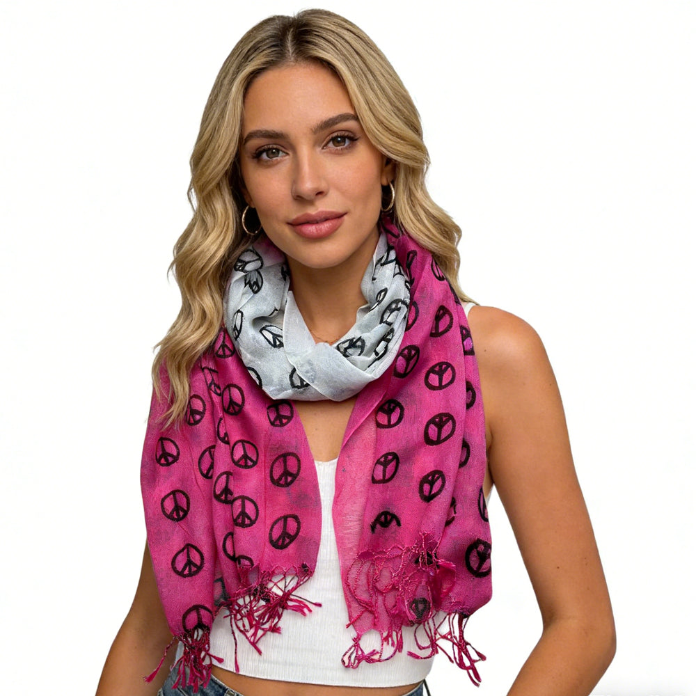 2pcs Hot Pink Semi Sheer Scarf , Delicate Drape For Warm Days,Office Appropriate Subtlety For Women Men