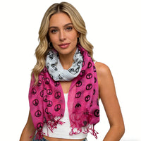 2pcs Hot Pink Semi Sheer Scarf , Delicate Drape For Warm Days,Office Appropriate Subtlety For Women Men