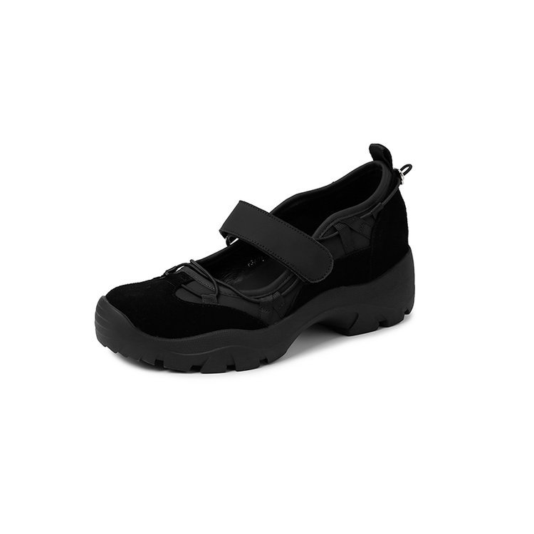 Retro Leather Chunky-soled Velcro Sneakers