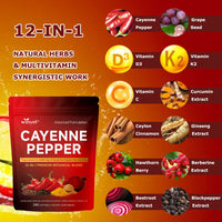 Chili Pepper Softgel Supplement To Support Leg Vein, Heart, And Vascular Health. Contains Vitamins C, D3, And K2, As Well As Extracts Of Grape Seed, Hawthorn, Cinnamon, And Beetroot 240 Softgels