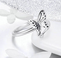 925 Sterling Silver Vintage Butterfly Adjustable Finger Rings for Women Wedding Engagement Ring Jewelry