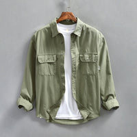 Fashionable Minimalist Loose Fitting Casual Mens Long Sleeve Shirt Jacket
