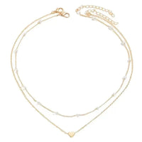 Pearl Heart Double-Layer Necklace Light Luxury Niche Design