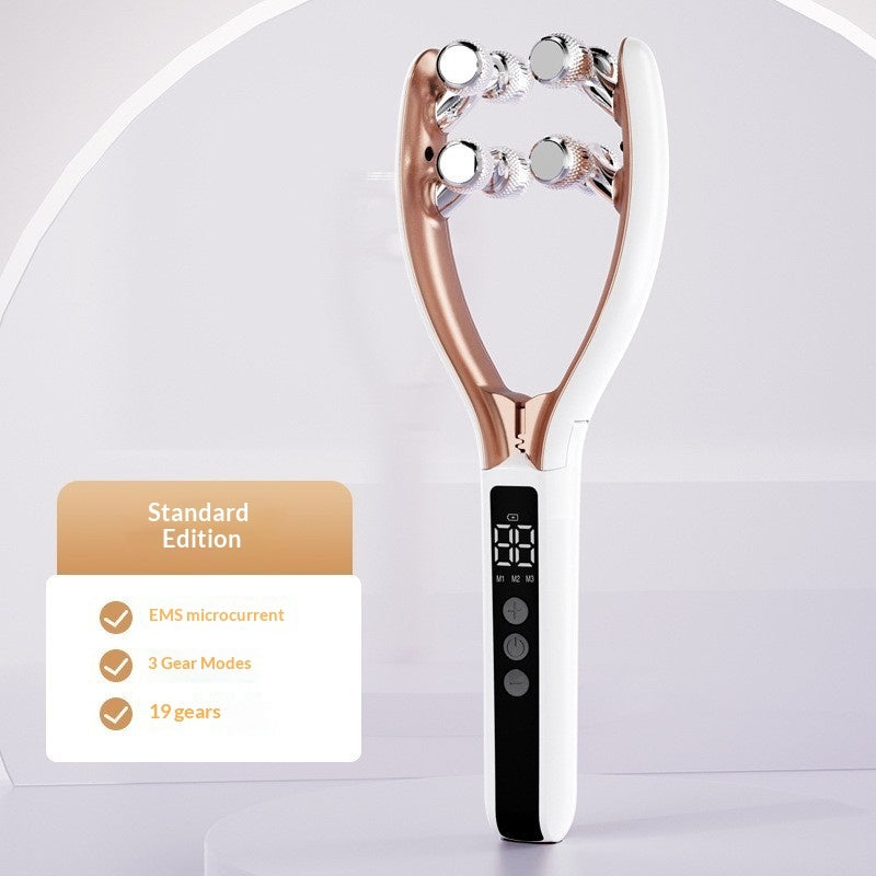 Electric V-Roller Facial Massager with Red & Blue Light