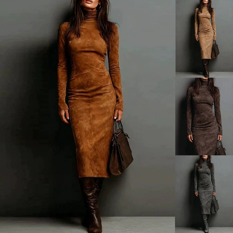 Women's Turtleneck Long-Sleeve Bodycon Dress