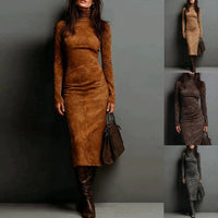 Women's Turtleneck Long-Sleeve Bodycon Dress