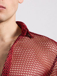 Men's Openwork Long-sleeved Shirt
