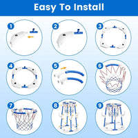 Summer Pool Basketball Hoop Toy Set With 4 Basketballs 4 Circles Floating Swimming Pool Basketball Games Poolside Water Play Toy For 3-12Years Old Kids Adults GPCT5441