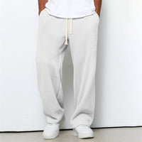 Mens Relaxed-fit Waffle-knit Wide-leg Athleisure Pants