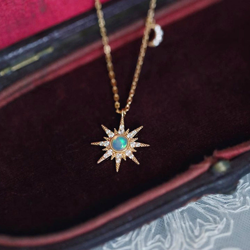 Sparkling Eight-Point Star Zircon Necklace For Women Elegant Light Luxury Style