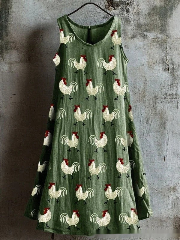 Womens Sleeveless V-Neck 3D Printed Dress