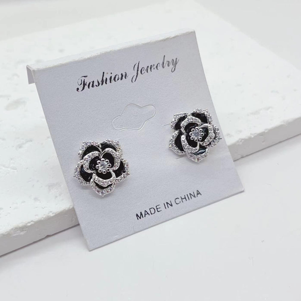 Real Gold Rose Light Luxury Fashionable Earring Necklace