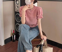 Lightweight And Charming Womens Short-sleeve T-shirt Featuring A Stylish Puff-sleeve Design