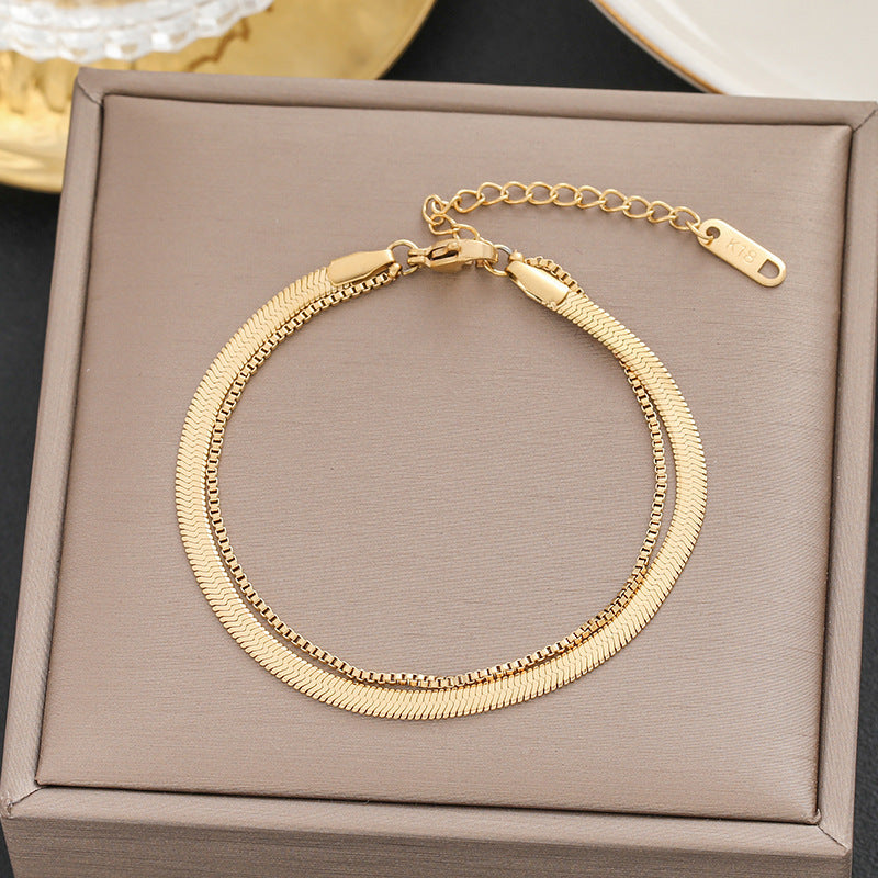 Gold-colored Fade-resistant Titanium Steel Simple And Versatile For Women