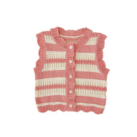Baby Cotton Yarn Striped Knitted Cardigan Vest