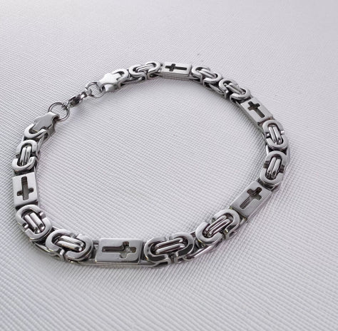 Stainless Steel Cross-link Flat-link Chain Handcrafted Chain Bracelet Necklace, And Accessory