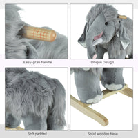 Kids Ride-On Rocking Horse Toy Mammoth Style Rocker with Fun Music & Soft Plush Fabric for Children 3+ Years