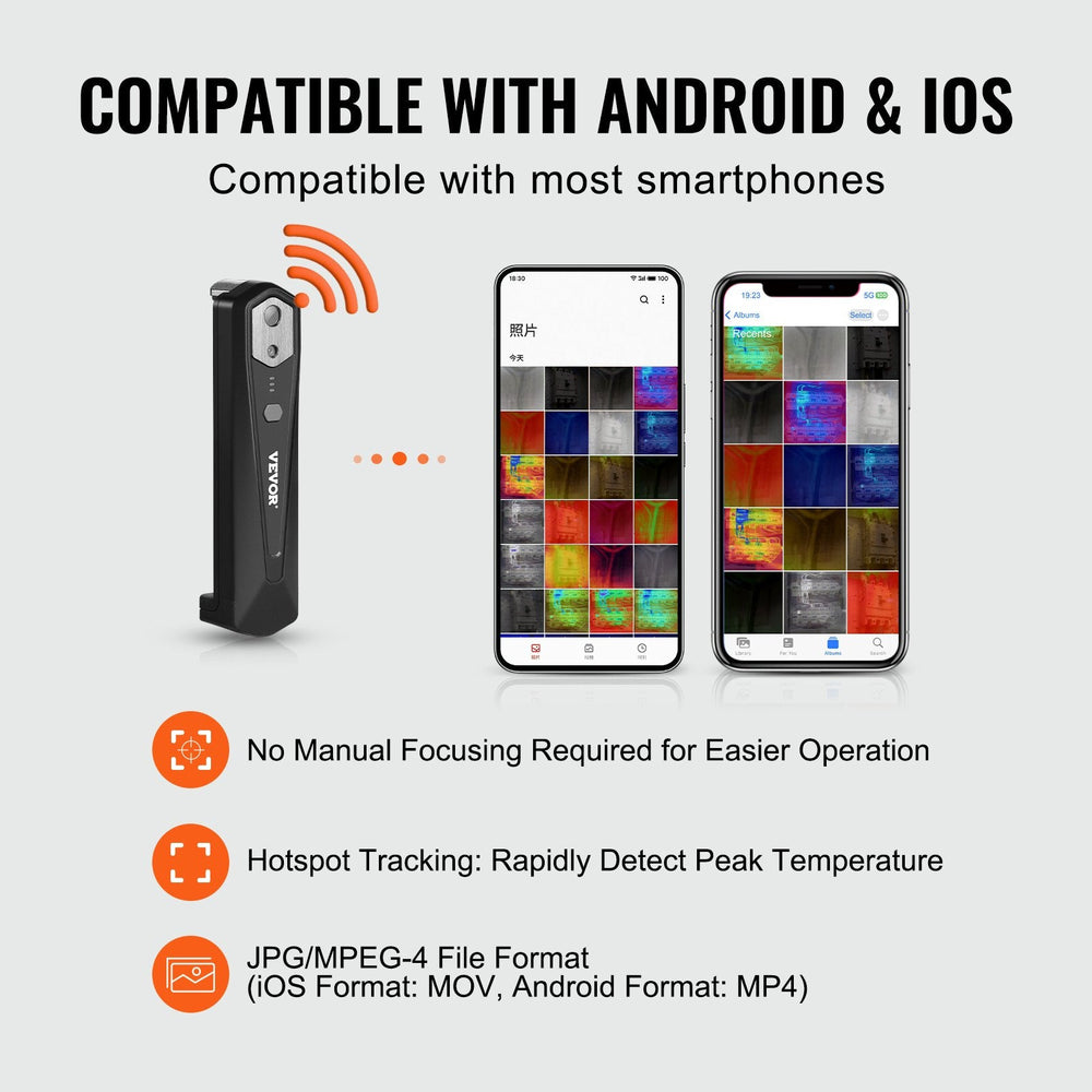 Wärmebildkamera Für Android Und IOS, Kabellose Infrarot-Wärmebildkamera Mit 256 X 192 IR-Auflösung, WLAN Und Visueller Kamera, Wärmebildkamera Mit 25 Hz Bildwiederholfrequenz Für Smartphones