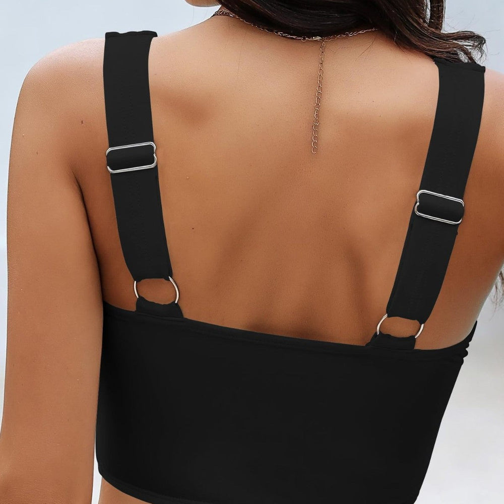 Solid-color Two-piece Sexy Deep-V Bikini