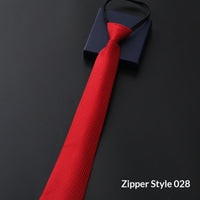 Mens Business Formal Zipper Tie With Blue Stripes