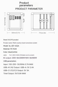 International Universal Travel Conversion Plug Dual C Socket