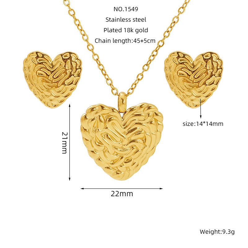 Stainless Steel Vintage Necklace And Stud Set Titanium Steel Jewelry Pendant Necklace And Earrings