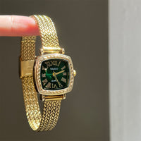Golden Roman-style Square Watch For Women