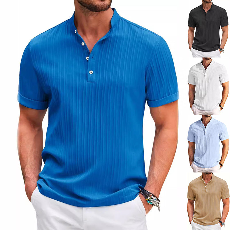 Men's Striped Polo Shirt Short Sleeve Casual Summer Beach Top