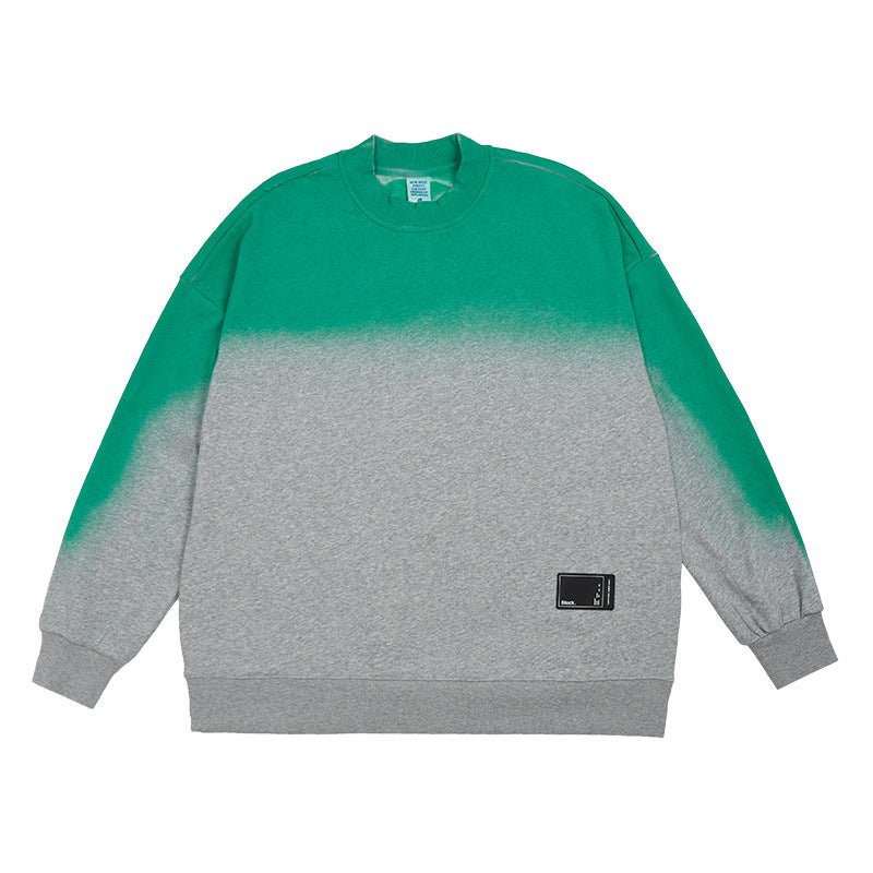 Tide Brand Hand-painted Gradient Terry Round Neck Couple Men's Sweater