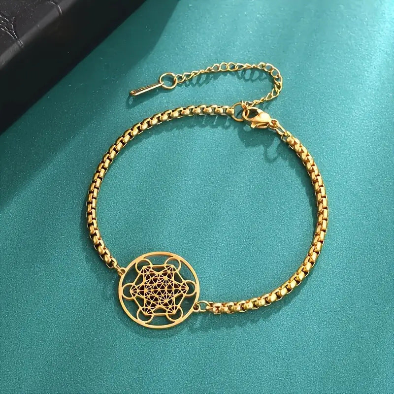 Womens Hollow Ring Six-Loop Pendant Bracelet