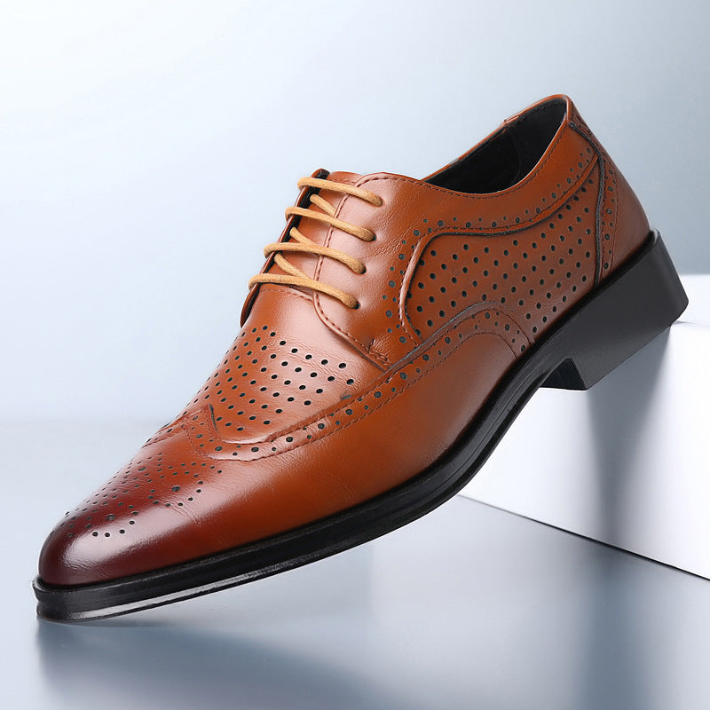 Block Carved Casual Leather Shoes For Men