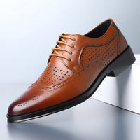 Block Carved Casual Leather Shoes For Men