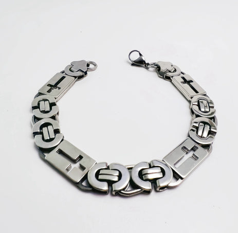 Stainless Steel Cross-link Flat-link Chain Handcrafted Chain Bracelet Necklace, And Accessory